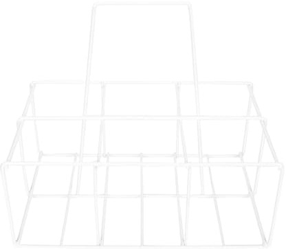 SAFIGLE Creative Handheld Milk Bottle Storage Holder with Iron Frame Multifunctional White Kitchen Basket for Beer and Wine Bottle Organization Comfortable Grip Design for Easy Carrying