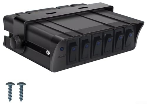 Violiica Panneau de commande 6 interrupteurs à bascule 12 V 40 A avec protection fusible pour voiture, camion, camping-car, véhicule, noir