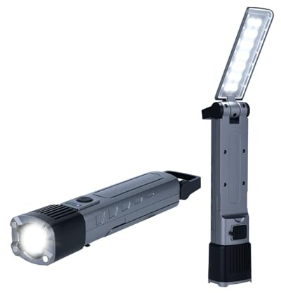 Wigearss COB Werkstattlampe Akku 1200lm, Arbeitsleuchte USB-C Magnet 6 Modi | 1200lm COB, 2500mAh USB-C Akku, Powerbank, 4 Magnete, 180° Haken, IPX4, KFZ Inspektionsleuchte Camping Handlampe