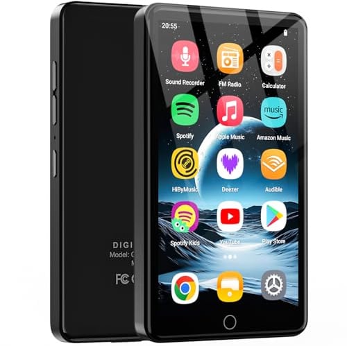 160 GB MP3 Player mit Android 13 OS, 4.02 Zoll MP3 Player mit Bluetooth und WiFi, 1080P HD MP4 Player, Musik Player mit vorinstallierten von Spotify, Audible und Play Store