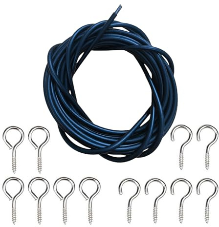 Black Curtain Wire Set 3 Meter Length Rope Includes 6 Pairs of Hooks and Eyes for Easy Installation Hanging Kits Hooks and Eyes