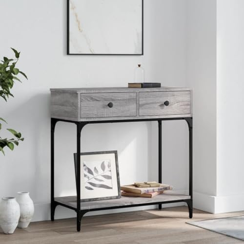 Mokuyary – Table Console Grise Sonoma 75 x 34,5 x 75 cm, Table d'entrée en Bois d'ingénierie pour Couloir, Affichage Compact pour Petits espaces, entrée, Salon, Robuste, Longueur 75 cm