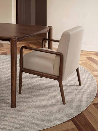 Ted Baker Wollteppich Croom - Natürlicher Wohnzimmerteppich Rund, 100% Wolle Naturteppich, Handgewebt & Zeitlos, Naturfaser Teppich für Wohnzimmer, Schlafzimmer, Esszimmer – Natur Weiß, Ø 160 cm