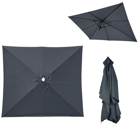 CEIEVER Telo di Ricambio per Ombrellone da Giardino 3x3m-Copertura Quadrata in Tessuto Poliestere per 6 Stecche-Baldacchino Parasole Resistente ai Raggi UV e Idrorepellente (Grigio, 3MX3M)