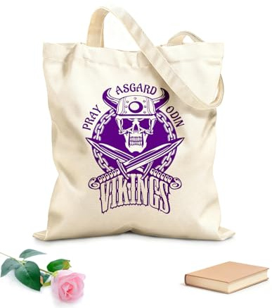 AILOONG Wikingerschädel, Gebet, Asgard, Odin, Schwerter, Waffen Tragetasche aus ungebleichtem Canvas 340g/m² dickes Gewebe Auch als Werkzeugtasche verwendbar