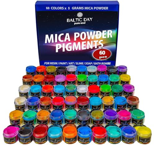 Glimmerpulver - 60 Farbdosen von Pigment zur Seifenherstellung - Seifenfärbemittel - Glimmerpulver für Epoxidharz, Farbe, Kerzenherstellung, Badebomben - Kosmetikpigment für Lipgloss, Nagellack