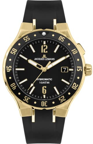 JACQUES LEMANS Herrenuhr Serie Hybromatic 42 MM 10 ATM mit Silikonband 1-2109E