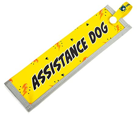 dogkit ASSISTANCE DOG Space Awareness Sleeve for Working Dogs, Reflective, Waterproof, Double Sided Slip-on for the Dog Lead (Yellow & Orange)