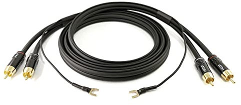 Selected Cable 9m Phonokabel Sinus Control 2x 0,35mm² Audiokabel geschirmt + 1x 0,35mm² extra längeres Erdungskabel 9,1m vergoldete Stecker - SC81-K3-BLK-0900