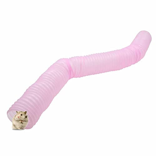 Tubi Tunnel Criceti Piccoli Animali - Tubo Esercizi Estensibile Di Prolunga Espansione Pieghevole Visone Porcellino D'India Marmotta Riccio Cincillà Ratti E Conigli Nani, Rosa