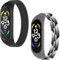 WD&CD 2 Stück Armband kompatibel mit Xiaomi Mi Band 7/6 / 5/4 / 3 (Schwarz+ Schwarz Grau), Armbänder Nylon Elastizität Uhrenarmband Sport Ersatzarmband, S