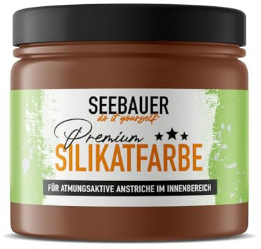 SEEBAUER diy Silikatfarbe Dunkelbraun 300ml für Innen (No. 601 Chestnut Tree) Atmungsaktive Mineralfarbe für Allergiker - Abwaschbare Wandfarbe - Brauntöne hohe Deckkraft