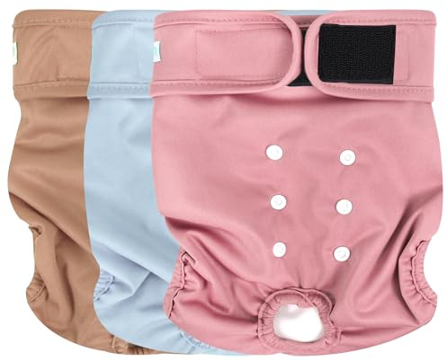 wegreeco Washable Dog Diapers Female Highly Absorbent Reusable Diapers for Doggie in Heat Dog Period for Heat Cycle, 3 Pack (Medium