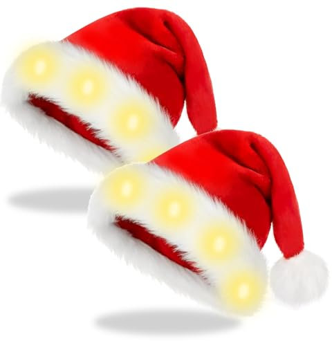 DAZZTIME LED Leuchtende Weihnachtsmütze,Weihnachtsmützen Erwachsene,Weihnachtsmütze Unisex Nikolausmütze mit leuchtendem eignen sich,für Weihnachten Partys Feiertage und Neujahrsgeschenk