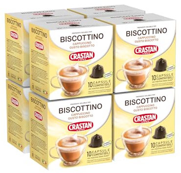 CRASTAN 1870 - Capsule compatibili Dolce Gusto - Biscottino - Cappuccino al Gusto Biscotto - 8 Box da 10 - Totale 80 capsule - Senza Glutine