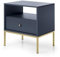 BETTSO - Molly - Nachttisch - Schubladenschrank - Nachtschrank - Beistelltisch für Schlafzimmer - Nachtschränkchen - Nachtkästchen - Nachtisch - Modern, Glamour - Dunkelblau mit Goldenen Beinen