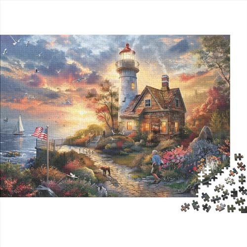 3D-Puzzle 1000 Teile Für Erwachsene Beach House 1000-teiliges Puzzle Lernspiele Heimdekorationspuzzle 1000pcs (75x50cm)