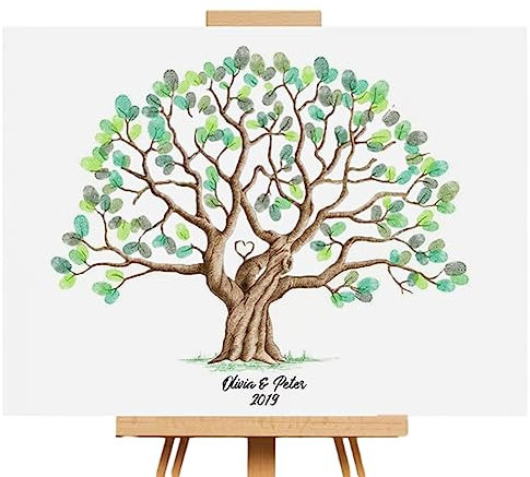 Fellflying Fingerabdrücke Baum Fingerabdruck Gästebuch Hochzeit Leinwand Unterschrift Poster Fingerabdruck Unterschrift Malerei Wasserdicht Anmeldebuch Für Hochzeitsempfang 30 X 42 cm