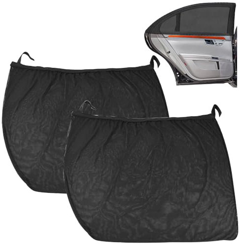 HEKOBAG 2 STK Sonnenschutz Insektenschutz Autofenster Seitenscheiben Fenster Sichtschutz Autoscheiben Sonnenblende Netz Mit Klettverschluss für Seitenfenster