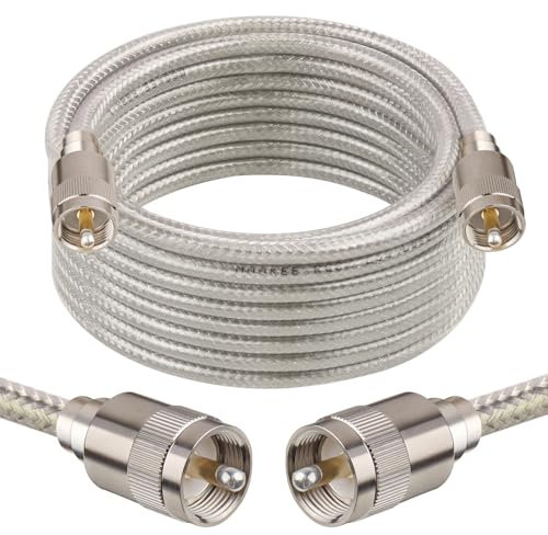 MOOKEERF CB Coax Cable,RG8x Coaxial Cable 18ft,RG8X Stranded Core UHF PL259 Male to Male Low Loss CB Antenna Cable 50 Ohm for HAM Radio,Antenna Analyzer,Dummy Load,SWR Meter, Silver