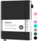 RETTACY Collegeblock A4 Kariert, Leichtgewicht Notizbuch A4, Blcok Ringbuch, 100gsm mit 55 Blatt / 110 Seiten zum Zeichnen, PVC Cover, zum Tagebuch, College, Konferenz, Reise, 21,5 x 27,9 cm - Schwarz
