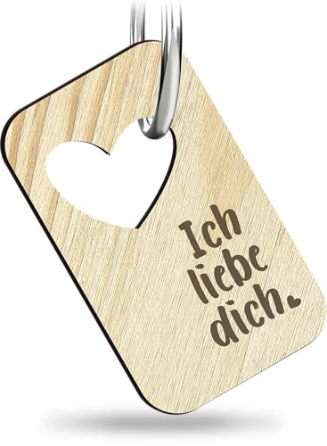 Ich liebe dich Schlüsselanhänger handgemacht aus Holz, Glücksbringer, Ich liebe dich Partner Schlüsselanhänger Paare, Jahrestag Geschenk, Partner Hochzeitstag, Paare Liebe Geschenke