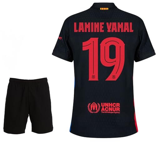 IHIMI Yamal #19 Auswärts Trikot Kinder Set 2024/25 – Barca Fan Design – Kurzarm Trikot mit Shorts für Jungen – kompatibel mit Yamal Fans – Größen 152