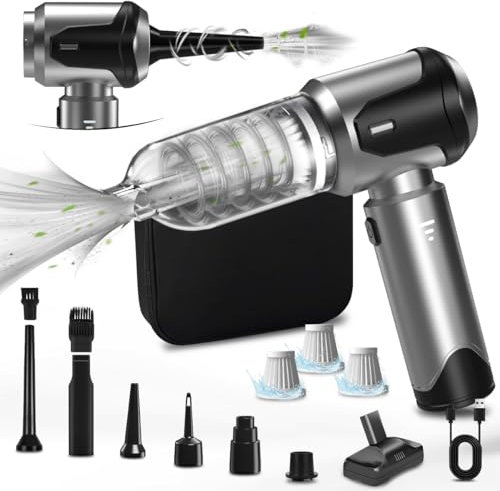 Kevsuvqin 4-IN-1 Auto Staubsauger Stark, 18KPA Akku Handstaubsauger Auto mit bürstenlosemMotor, 3 Stufen Einstellbar, Mini Handstaubsauger Kabellos, Druckluftspray Elektrische Staubgebläse für Office