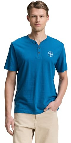 TOM TAILOR Herren Henley T-Shirt mit Logo-Print