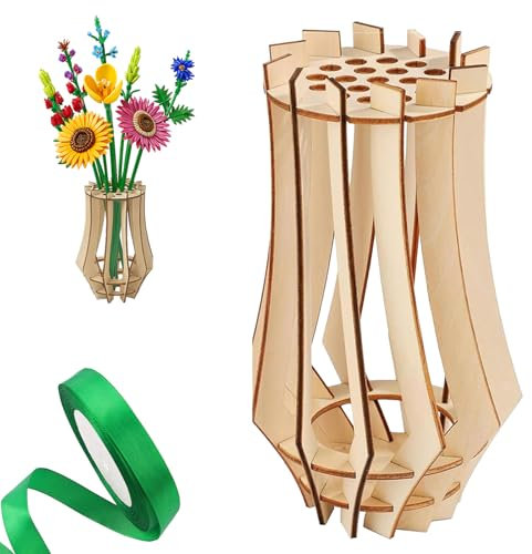 3D Vase, Holz Puzzle Vase Desktop Dekoration Kleine DIY Desktop Dekoration Holz Puzzle Tool, Blumenfreunde Und Innendekoration für Lego