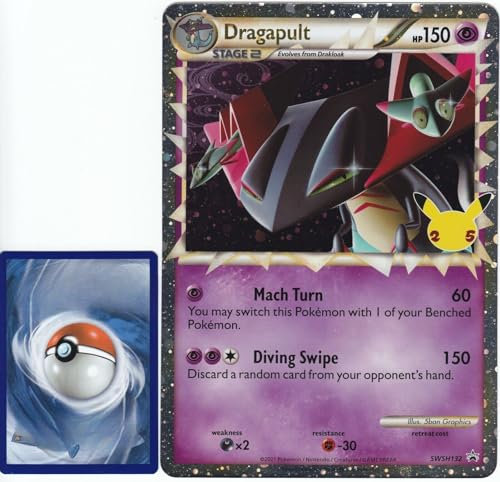 BB-Toy-Trades PKM Sammelkarte XXL Black Star Promo Karte Katapuldra Dragapult SWSH132 - ENGLISCH - Fullart Holo Mega Jumbo Oversize Einzelkarte mit BB-Toy-Trades Sleeve (Dragapult EN)