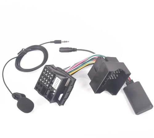 Faisceau de câbles d'autoradio for BMW, for E60 E66 E70 E82 E87 E90 E92 Prise de Faisceau Radio Microphone Mains Libres Bluetooth 5.0 Adaptateur AUX
