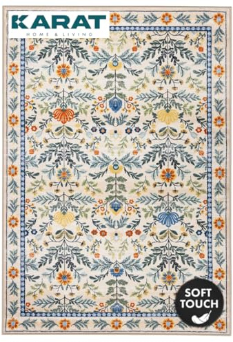 KARAT Kurzflor Teppich 160x230 cm – Waschbarer Rutschfester Teppich, Für Wohnzimmer, Kinderzimmer & Flur, Orientalis
