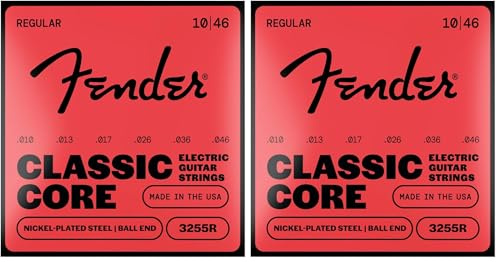 Fender Classic Core Electric Guitar Strings, 3255L, Nickel Plated Steel, Bullet Ends (.010-.046) (Packung mit 2)