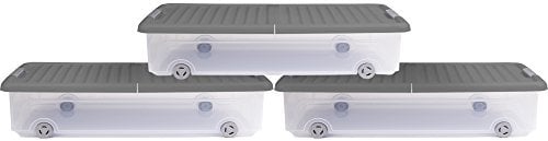Ondis24 Unterbettbox Rollerbox Aufbewahrungsbox 35 W (3 Stück, Grau)