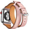AISPORTS Bracelet de montre pour Apple Watch 38 mm iWatch Series 4 40 mm en cuir double tour fin unisexe pour Apple Watch Series 4/38 mm iWatch Series 3/2/1, double tour rose