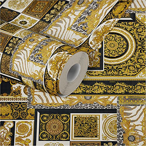 Luxury Wallpaper Versace 4 Non-Woven Wallpaper 10.05 m x 0.70 m Gold Silver Black Made in Germany 370483 37048-3
