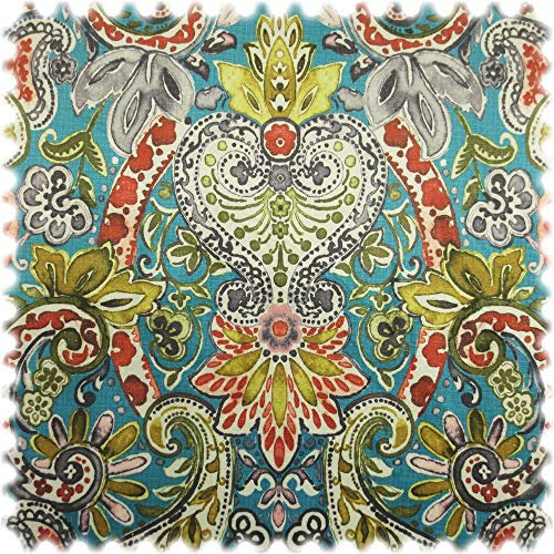 Heiro Samt Velours Möbelstoff Paisley Türkis mit Fleckschutz