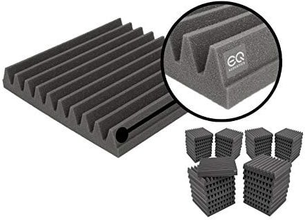 48 Pack, 2 Thick EQ Acoustics Premium Acoustic Foam Tile Kit, 30 x 30 x 5cm Classic Wedge Tiles. Better Sound For Home Studios, YouTubers, Podcasting, Sound Recording