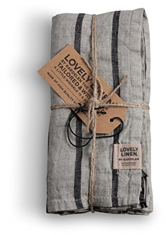 Lovely Linen NL0898 Stripe Serviette Leinen Black (1 Stück)
