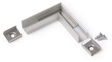 Raccord d'angle pour profilé LED 10 (pièce d'angle argentée).