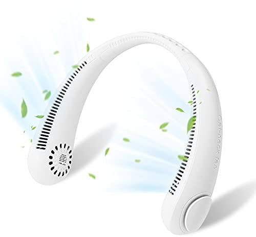 YOULEY Portable Neck Fan, Hands Free Bladeless Personal Fan 360° Bendable Head Fans Cooling USB Rechargeable Mini Fan 3 Speeds Hanging Wearable Neck Fans for Home Indoor Outdoor Travel Sports (White)