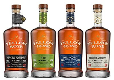 Yellow Rose 4er Set - Harriy County + Outlaw je 0,7L (46% Vol) + Rye 0,7L (45% Vol) + Premium American 0,7L (40% Vol) Whiskey - [Enthält Sulfite]