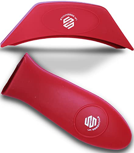 Silicone Hot Handle Covers Non-Slip Assist Hot Pot Pan Handles Holder for Cooking, Baking & Work Handle Cover for Cast Iron Skillet hot Pot Frying Pans and Griddles (RED, 2)