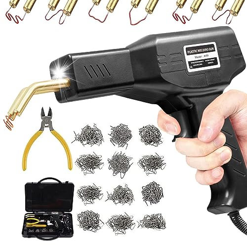 150W Plastic Welding Machine Car Bumper Repair Kit, 800Pcs Hot Staples Welding Repairing Machine, Plastic Welder Hot Staple Gun for Car Parts/Kayak/Canoe,Plier,Flat/Outside Inside Corner/Wave Staples