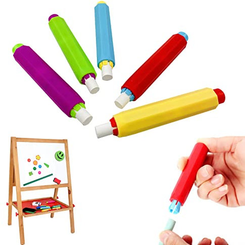Porte Craie,Plastique Porte-Craie,Porte-Craie en Plastique Réglable,Clip à Craie,Support en Plastique,Support à Craie,pour École,Bureau,Enfants, Enseignants,Coloré,5 Pièces