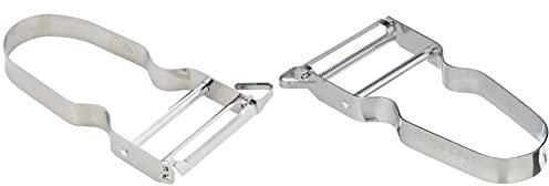 Vogue D053 Speed Peeler Stainless Steel Slicer Cutter Twister Kitchen Tool, Silver & CF938 Serrated Speed Peeler, Stainless Steel
