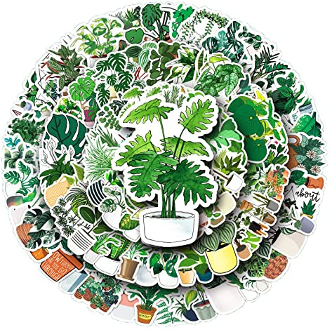 100 Pcs Green Plants Stickers for Kids Teens Adults Boys Girls Gift,Stickers Pack for Laptop,Skateboard,Luggage,Car,Bike, Cup,Computer,Water Bottle Decor,Nature Plant Vinyl Waterproof Sticker Decals