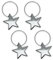 4 Stück Set Serviettenringe mit Anhänger für Zuhause, Hochzeit, Urlaub, Party, aus Metall, Ø 3,6cm (Stern-Anhänger silberfarben)