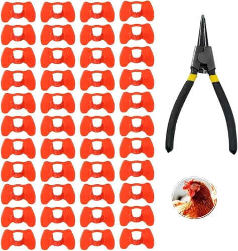 50 Stück Hühner-Schnabel-Clips, Zange für Hühner, Geflügel, Blinder, Chicken Peeper, Hühnerbrillen, Anti-Picking, Hühnerschnabelknipser